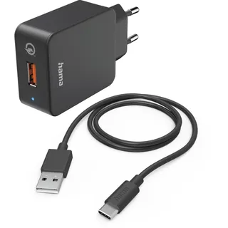 Hama Schnellladegerät mit Ladekabel USB-C 19.5W schwarz