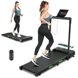2026 Neue THERUN Laufband für Zuhause, 2-in-1 klappbares leises Laufband mit 12 km/h mit LED-Touchscreen & 12 Programme Walking Pad für Büro,Stoßdämpfung, fertig montiert (Grün)