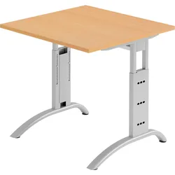 bümö manuell höhenverstellbarer Schreibtisch 80x80 cm in Buche - PC Tisch höhenverstellbar & klein, höhenverstellbarer Tisch Büro, kleiner