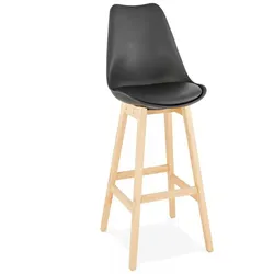 Barhocker Holz Kunstleder 75 cm | Barstuhl Skandinavisches Design Hohe Rückenlehne | Küchenstuhl Eichenholz Gepolsterte Sitzfläche | Kadima Design
