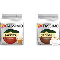 Tassimo Kapseln Jacobs Café au Lait, 80 Kaffeekapseln, 5er Pack, 5 x 16 Getränke & Kapseln Jacobs Cappuccino Classico, 40 Kaffeekapseln, 5er Pack, 5 x 8 Getränke