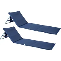 Onvaya Premium Strandmatte mit Rückenlehne | Strandliege faltbar | Strandmatratze dunkelblau | mit Tragegurt | 161 x 55 x 45 cm 2 Stück)