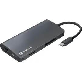NATEC USB-C Hub Natec NMP-2162, 100 W, Ethernet SD/MicroSD Grau