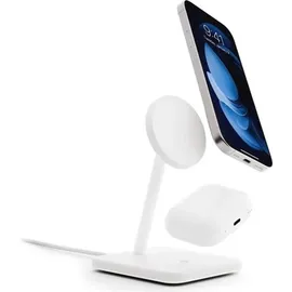 Twelve South HiRise 2 Deluxe 2-in-1 Charging Stand White Qi2-Ladehalterung zum kabellosen Aufladen, Verstellbarer Neigungswinkel, Aluminium-Ständer mi