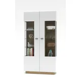 Wohn-Concept Fresno Vitrine Holzwerkstoff Weiß matt/Eiche Artisan