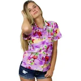 King Kameha Hawaii-Bluse Flamingos lila XXL
