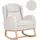 Beliani Schaukelsessel Haslev Bouclé 70 x 100 x 80 cm Cremeweiß mit Fußstütze