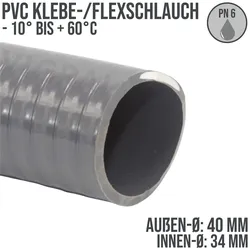40 x 34 mm PVC Klebe Flex Spiral Schwimmbad Pool Teich Schlauch grau PN 5 bar