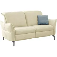 Livetastic 2-Sitzer-Sofa, Creme, Metall, Echtleder, Nappaleder, 154x89x109 cm, Made in EU, Hocker erhältlich, Armteil links, rechts, Wohnzimmer, Sofas & Couches, Sofas, 2-Sitzer Sofas