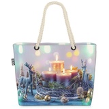 VOID Strandtasche (1-tlg), Adventskranz Rentier Beach Bag Advent Adventskranz Schmuck basteln Dekoration d bunt