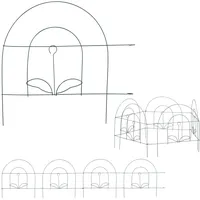 Relaxdays Beetzaun, 5-teilige Beetumrandung für Garten, Dekozaun aus Metall, zum Stecken, Hxb: 34,5 x 245 cm, grün