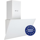 Wiggo Dunstabzugshaube 60cm kopffrei I Abluft Umluft Dunstabzug 300m3/h - LED Touch-Display 3 Stufen I Schräghaube inkl. Fettfilter & 2 x Kohlefilter I Abzugshaube mit Glasfront weiß