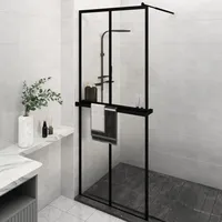 VidaXL Duschwand mit Ablage für Walk-In-Dusche Schwarz 80x195 cm