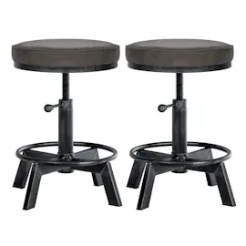 CLP 2er Set Sitzhocker Destin mit Kunstlederbezug I Hocker im Industrial Design I gepolstert und höhenverstellbar