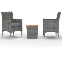 vidaXL 3-tlg. Bistro-Set Poly Rattan und Akazienholz Grau