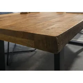 MASSIVMOEBEL24.DE MASSIVMOEBEL24 Baumtisch Mango 200x100x77 natur lackiert / U-Beine anthrazit matt FREEFORM 5 - Grau