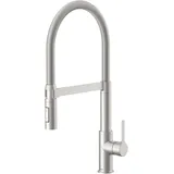 Lenz Küchenarmatur ALUNA Edelstahl-Optik mit hochwertiger Markenmischdüse und Markenkartusche – Anti-Fingerabdruck Oberfläche – 46070511