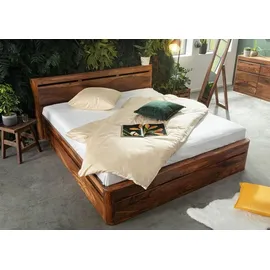 MASSIVMOEBEL24.DE Bett Sheesham 160x200 walnuss gewachst TORONTO #260