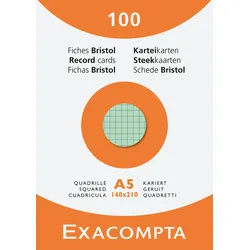 Exacompta 13378E 10x Karteikarten A5 kariert sort 100St - Farben sortiert