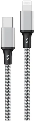 Neues Encore Energy USB-C Lightning 3A Kabel QC PD 27W zum Laden und Datentransfer 300 cm geflochten schwarz-weiß EE118-CL