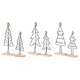 Levandeo® levandeo 6er Set Tanne Deko-Aufsteller Metall MDF Schwarz Natur Weihnachts-Deko Tischdeko Weihnachtsdeko Weihnachtsbaum