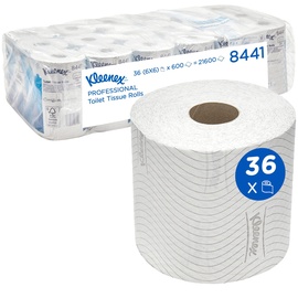 KLEENEX Standardrollen-Toilettenpapier 8441 – 2-lagiges Toilettenpapier – 6 Packungen mit je 6 Rollen x 600 Blatt, weiß (insg. 36 Rollen/21.600 Blatt)