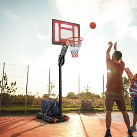 Costway Basketballständer 228-265 cm höhenverstellbar, Basketballkorb mit Ständer & 2 Rädern, Korbanlage für Kinder, Erwachsene, mobiles Baske...