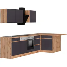kochstation Winkelküche KS-Riesa L-Form 340 cm grau