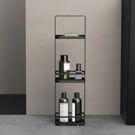 doporro Duschablage ohne Bohren, 3 Ebenen Badregal Stehend, Duschregal Schmales aus Metall, Modernes Design für Badezimmer und Toilette, Schwarz