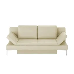 Schlafsofa mit Sitz- und Rückenfläche aus Echtleder Kenny , creme , Maße (cm): B: 204 H: 88 T: 91