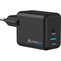 Xlayer 219853 - USB-Ladegerät QC 30 38 W, USB-C/A, Schwarz