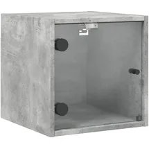 vidaXL Nachtschrank mit Glastür 35 x 37 x 35 cm Betongrau