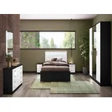 JVmoebel Schlafzimmer-Set Schlafzimmer Set Doppelbett 2x Nachttische Luxus Kleiderschrank, (6-tlg., Bett), Made in Europa weiß