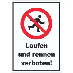Laufen und Rennen verboten Aufkleber A5 (148x210mm)