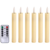 Sharplace 6 Stück LED-Kerzen, Fensterkerzen, Licht, Docht, flammenlose Stabkerzen, Kerzen mit Fernbedienung für Schlafzimmer, Tisch, Halloween, Elfenbeinweiß
