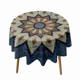 Highdi Modern Runde Tischdecke Abwaschbar Wasserabweisend Tisch Decke, Rund Tischwäsche Geeignet für Küche, Esszimmer, Esstisch, Couchtisch, Gartentisch (Jahrgang,Durchmesser 160cm)