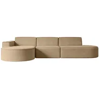Altdecor Ecksofa Beige, Textil, 3-Sitzer, Ottomane links, L-Form Corner