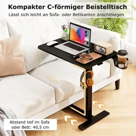 Costway Pflegetisch mit Rollen, Betttisch Krankentisch, Schwarz