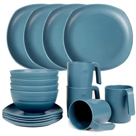 luxuskollektion Geschirrset PP Kinder Erwachsene Teller Schüsseln 16pcs quadratisch 3