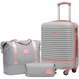 luxuskollektion COOLIFE Koffer-Set 3-tlg. grau/rosa