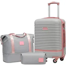 luxuskollektion COOLIFE Koffer-Set 3-tlg. grau/rosa