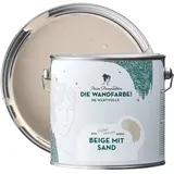 MissPompadour Edelmatte Wandfarbe Beige mit Sand 2,5L Hochdeckend Spritzfrei