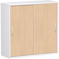 Geramöbel Schiebetürenschrank Flex, S-312353-BW weiß, buche 2 Fachböden 120,0