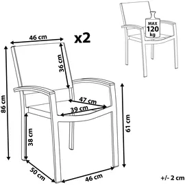 Beliani Pereta Gartenstuhl 55 x 60 x 85 cm grau/weiß 2 St.