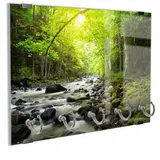 DEQORI Schlüsselbrett 'Steiniges Flussbett', (1 St), Schlüsselhalter Schlüssel Haken Schlüsselboard modern Schlüsselleiste grün