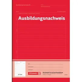 Brunnen 1042574 Schulheft Ausbildungsnachweis, A4, liniert, 28, rot