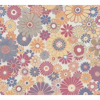 A.S. Création Retro-Tapete 70er Jahre 0,53 x 8,5 m - Tapete Vintage mit Blumenmuster in Rot, Blau, Orange - Vliestapete Retro Chic - 395354