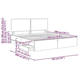 vidaXL Moderner Bettrahmen 180 x 200 cm Weiß