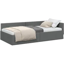 vidaXL Eckbettgestell 90 x 200 cm Dunkelgrau