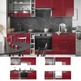 Vicco Küchenzeile Fame-Line 235 cm Bordeaux Hochglanz/Weiß